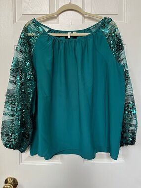 Large Green Sequin Blouse